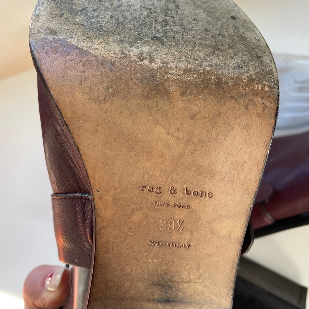 Rag & Bone Burgundy Leather Sandal Kora Block Heel Adjustable Straps 9.5 39.5 - Picture 11 of 12